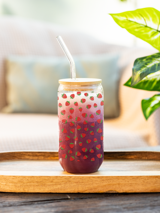 Strawberry Sipper Glass, 16oz