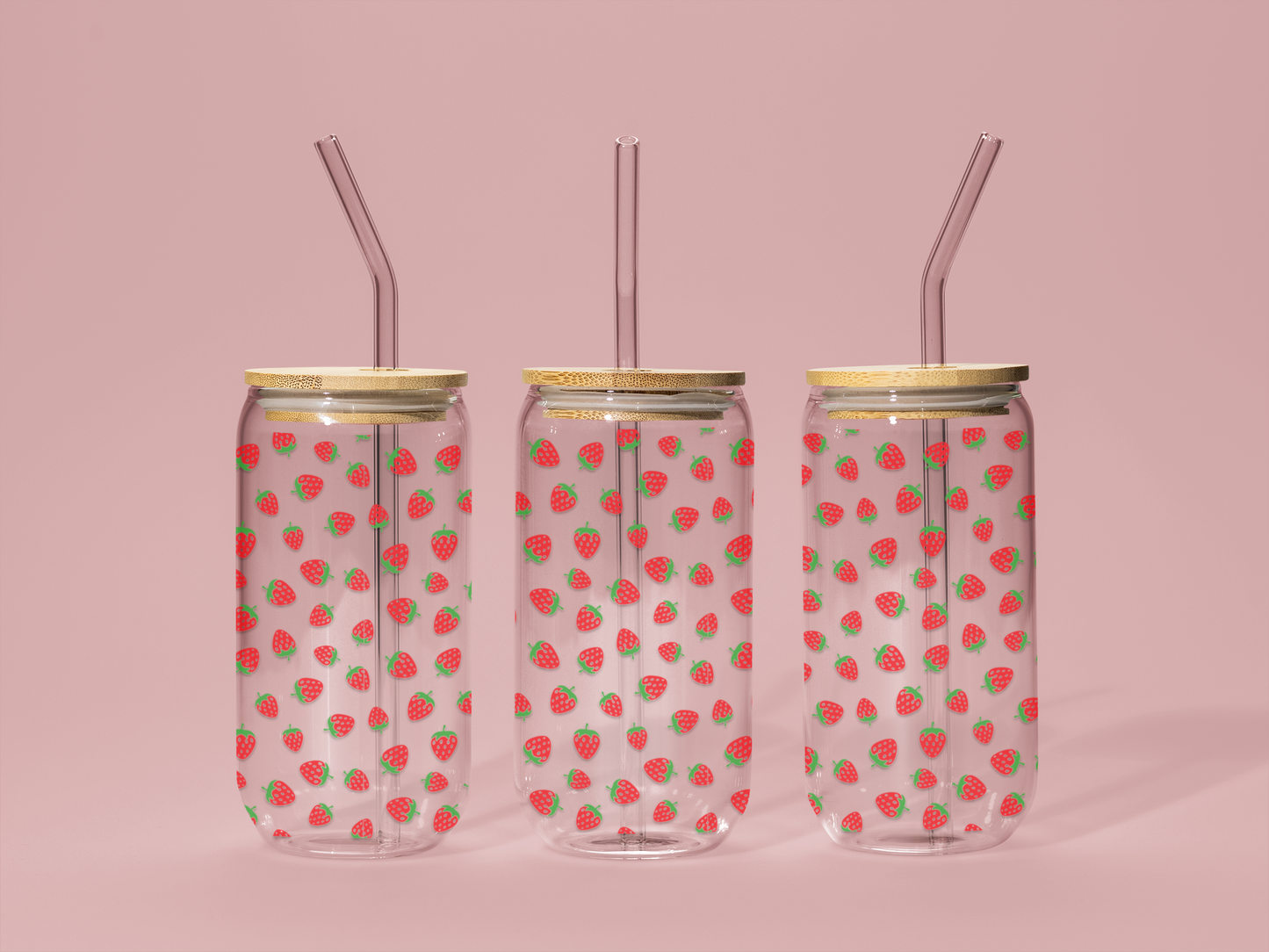 Strawberry Sipper Glass, 16oz