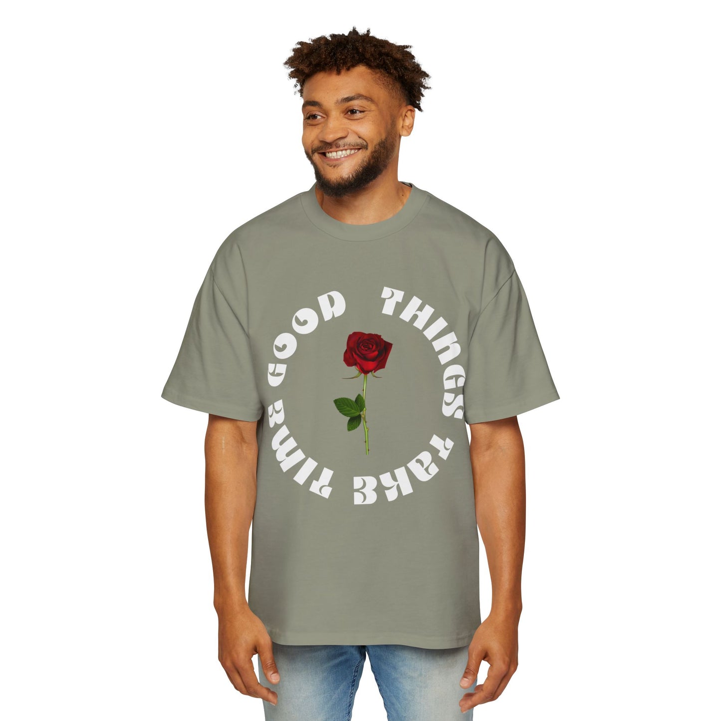 "Good Things Take Time" Men's Heavy Oversized Tee