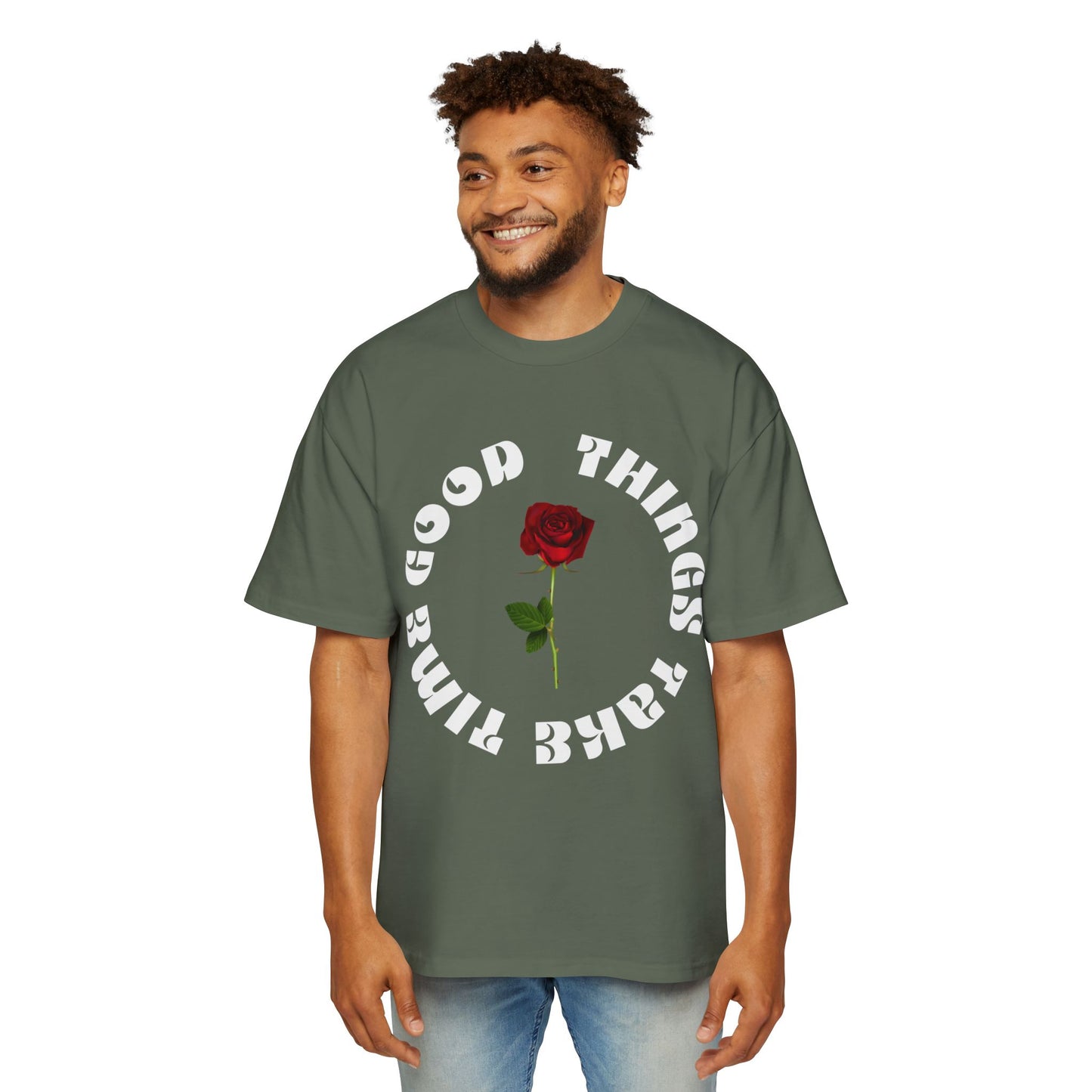 "Good Things Take Time" Men's Heavy Oversized Tee